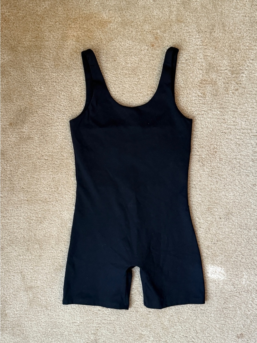 Girlfriend Collective Classic Black Sleeveless Romper with built in Sports bra